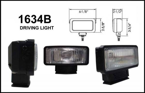 Eagle Eye Lights - Eagle Eye Lights 1634B 6 1/8" Black Resin 12V 55W Driving Rectangular Halogen Auxiliary Light with HI-Impact Flip Cover 320A Wiring Set