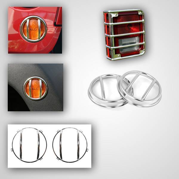 Rugged Ridge - Rugged Ridge 12496.08 Euro Guard Light Kit With Fog Lights Stainless Steel 10 Piece Jeep Wrangler Jeep Wrangler JK 2007-2012