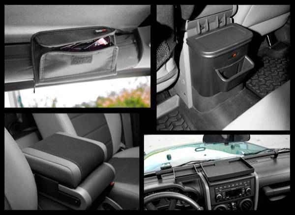 Rugged Ridge - Rugged Ridge 12496.17 Interior Comt Kit Black Jeep Wrangler Jeep Wrangler JK 2007-2012 Includes: Dash Organizer Rear Seat Organizer Roll Bar Sun Glass Holder And Arm Rest Pad