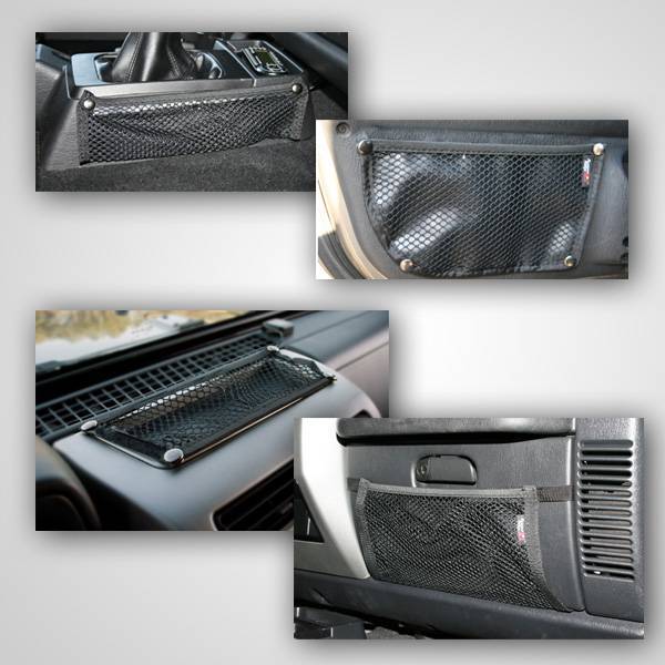 Rugged Ridge - Rugged Ridge 12495.11 Interior Mesh Storage Net Kit 5 Piece Black Jeep Wrangler Jeep TJ 1997-2006 Includes: Dash Glove Box Console And 2 Door Nets