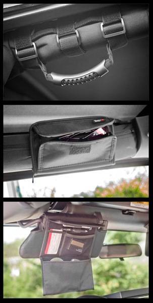 Rugged Ridge - Rugged Ridge 12496.19 Interior Upgrade Kit Black Jeep Wrangler Jeep Wrangler JK 2010-2012 Includes: Sun Visor Organizers Sun Glass Holder And A Pair Of Grab Handles