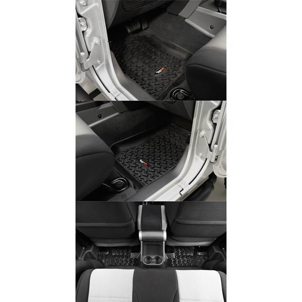 Rugged Ridge - Rugged Ridge 12987.02 All Terrain Floor Liner Kit Front And 2nd Row Black Jeep Wrangler Jeep Wrangler JK 2007-2016 2-Door