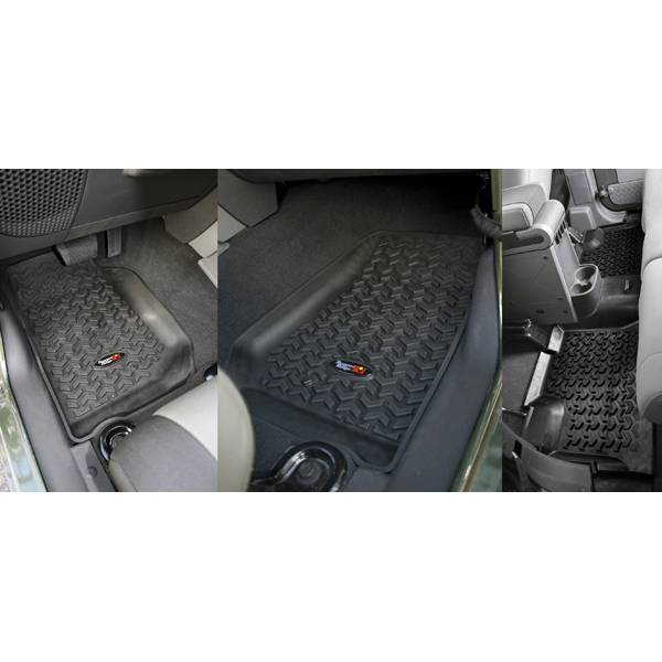 Rugged Ridge - Rugged Ridge 12987.01 All Terrain Floor Liner Kit Front And 2nd Row Black Jeep Wrangler Jeep Wrangler JK 2007-2016 4-Door