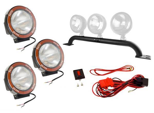 Rugged Ridge - Rugged Ridge 12496.12 Front Bumper Light Bar Kit With 5-In Hid Fog Lights 5 Piece Black Jeep Wrangler Jeep Wrangler JK 2007-2012