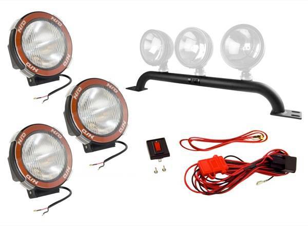 Rugged Ridge - Rugged Ridge 12495.08 Front Bumper Light Bar Kit With 5-In Hid Fog Lights 5 Piece Black Jeep Wrangler Jeep TJ 1997-2006