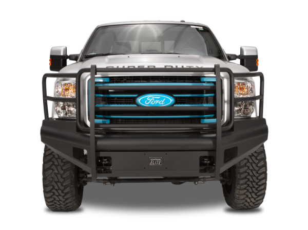 Fab Fours - Fab Fours FS11-Q2560-1 Black Steel Elite Smooth Front Bumper Full Guard Ford F250/F350 2011-2016