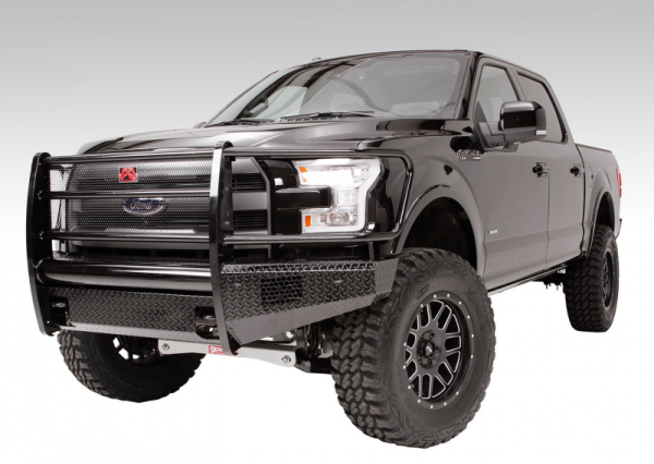 Fab Fours - Fab Fours FF15-K3250-1 Black Steel Front Bumper Full Grille Guard Ford F150 2015-2017
