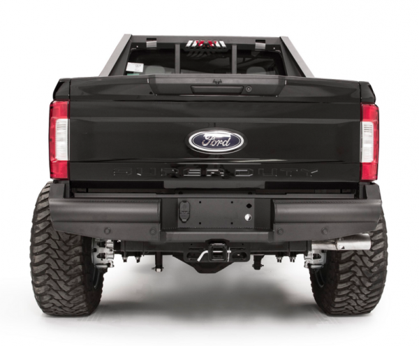 Fab Fours - Fab Fours FS17-U4150-1 Black Steel Elite Smooth Rear Bumper Ford F250/F350 2017-2018