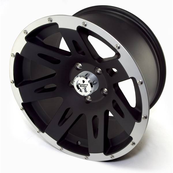Rugged Ridge - Rugged Ridge 15301.10 Aluminum Wheel 17X9 Jeep Wrangler JK 2007-2010 Black with Machined Lip 12MM Offset 5 On 5