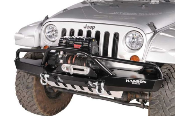 Hanson Offroad - Hanson Offroad JKFL1302-P Jeep JK Fullsize Fenderbar Front Bumper with Light Provision