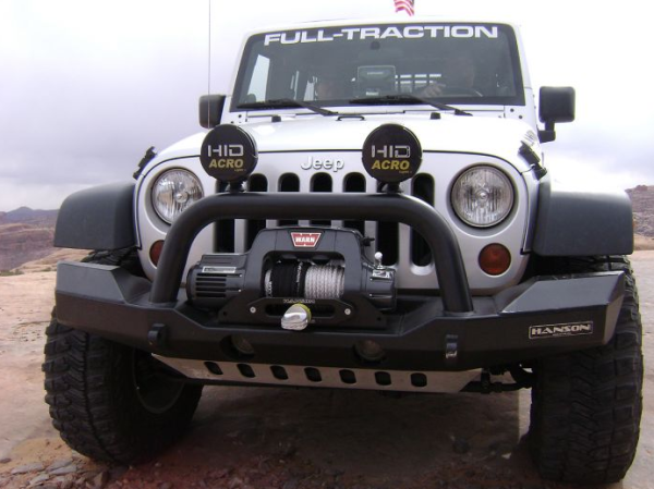 Hanson Offroad - Hanson Offroad JKFL1502-P Jeep JK Fullsize Euro Spec Full Width Winch Front Bumper