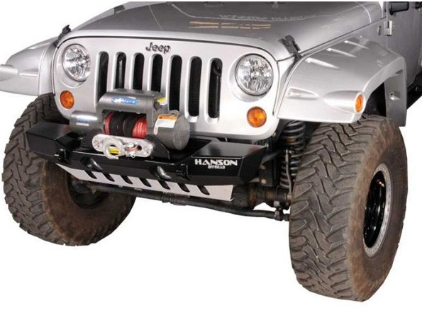 Hanson Offroad - Hanson Offroad JKSL1102-P Jeep JK Stubby Basic Front Bumper with Light Provision