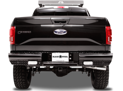 Fab Fours - Fab Fours FF15-T3250-1 Black Steel Rear Bumper with Sensor Holes Ford F150 2015-2018 - Image 1