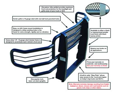 GO Industries - Go Industries 46629 Black Rancher Grille Guard GMC Sierra 2500HD/3500 2003-2006 - Image 2