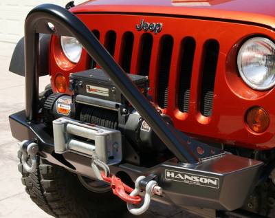 Hanson Offroad JKSL1302-P Jeep JK Stubby Stinger Front Bumper with Light Provision
